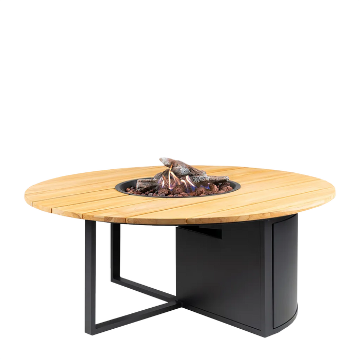 Cosiloft 120 Round - Teak Nero - tavolo con fuoco a gas