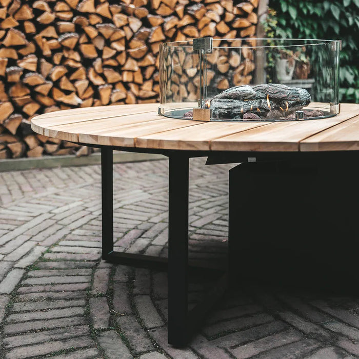 Cosiloft 120 Round - Black Teak - Gas fire table