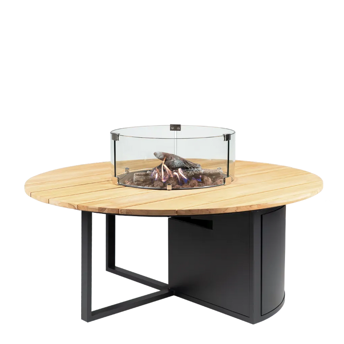 Cosiloft 120 Round - Black Teak - Gas fire table