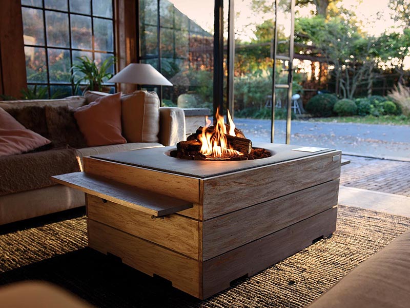 Angolo Teak - gas-powered garden fireplace