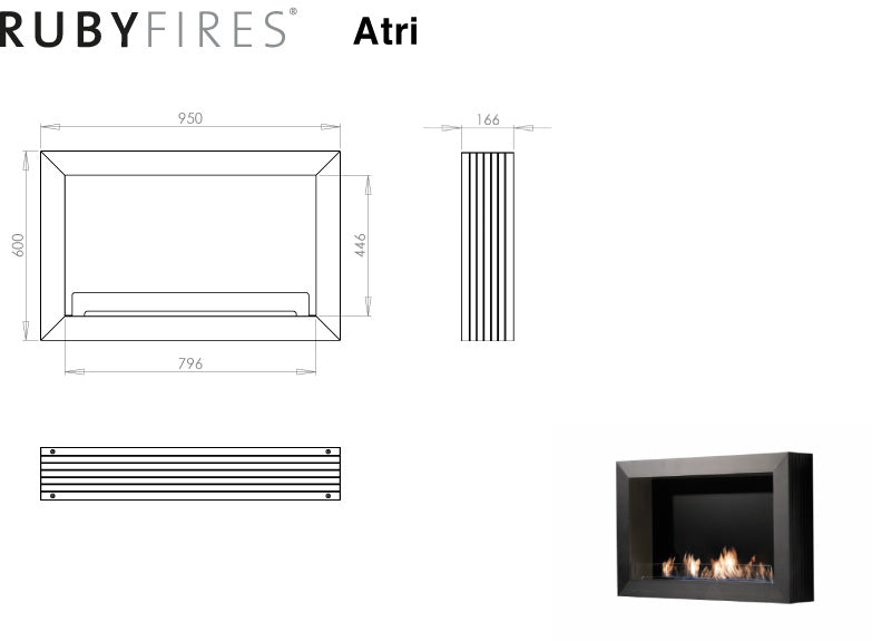 Atri (wall fireplace) - ethanol fireplace