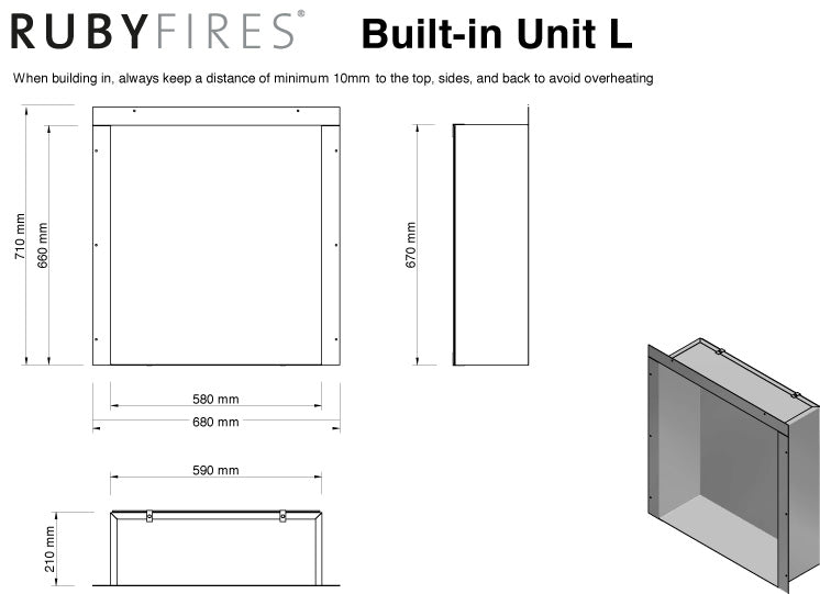 Burner insert L - large - ethanol fireplace insert