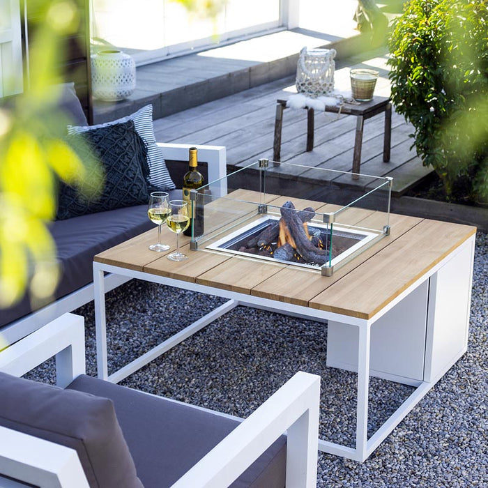 Cosiloft 100 - White Teak - Gas fire table