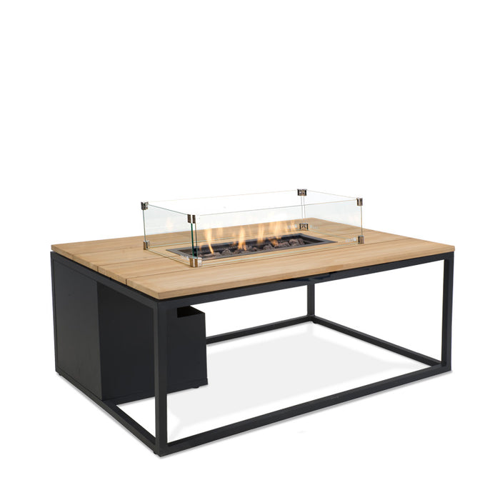 Cosiloft 120 - Black Teak - Gas-Feuertisch