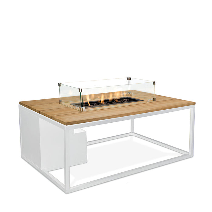 Cosiloft 120 - White Teak - Gas fire table