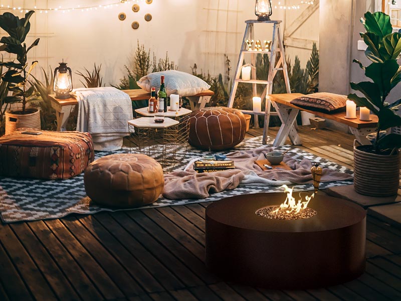 Galio Fire Pit Black - camino automatico a gas