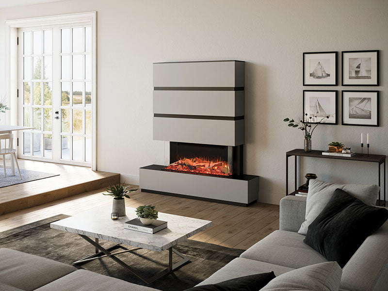 Milazzo 110 RW - camino elettrico 1 x vetrina. bianco (2 moduli) = ora € 3.948,00 invece di € 4.826,00 prezzo di ritiro