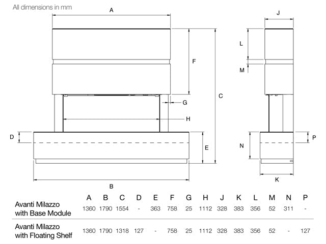 Milazzo 110 RW - Wall fireplace