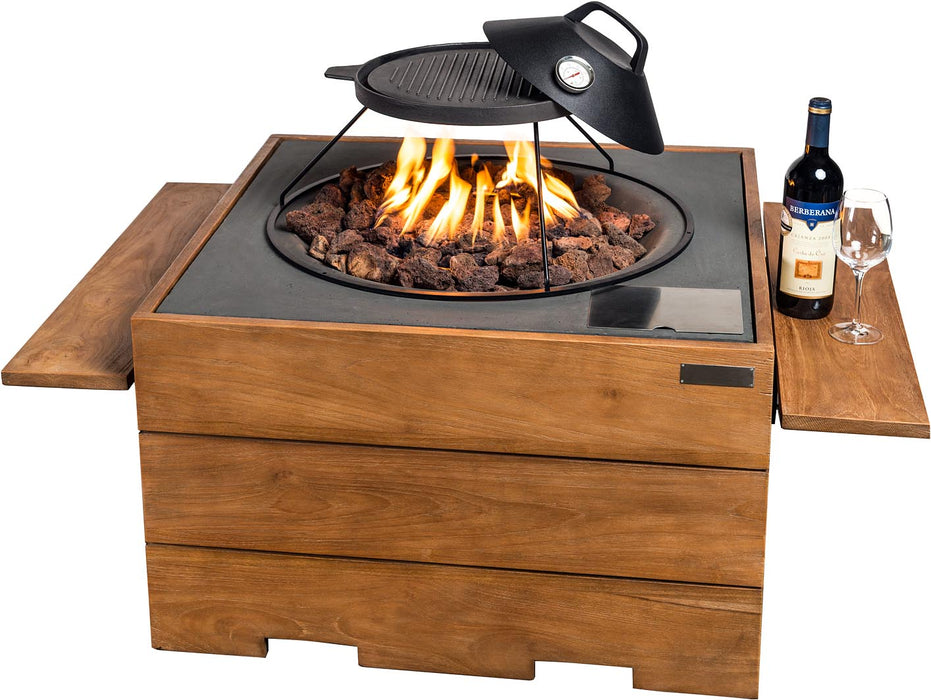 Piazza Teak - gas-powered garden fireplace