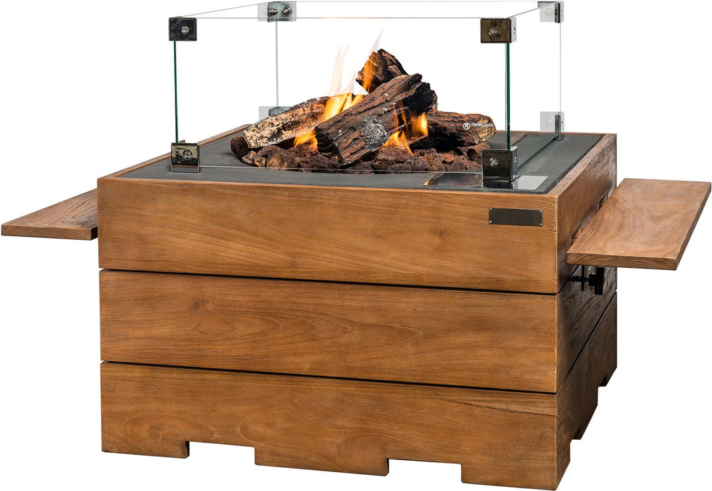 Piazza Teak - gas-powered garden fireplace