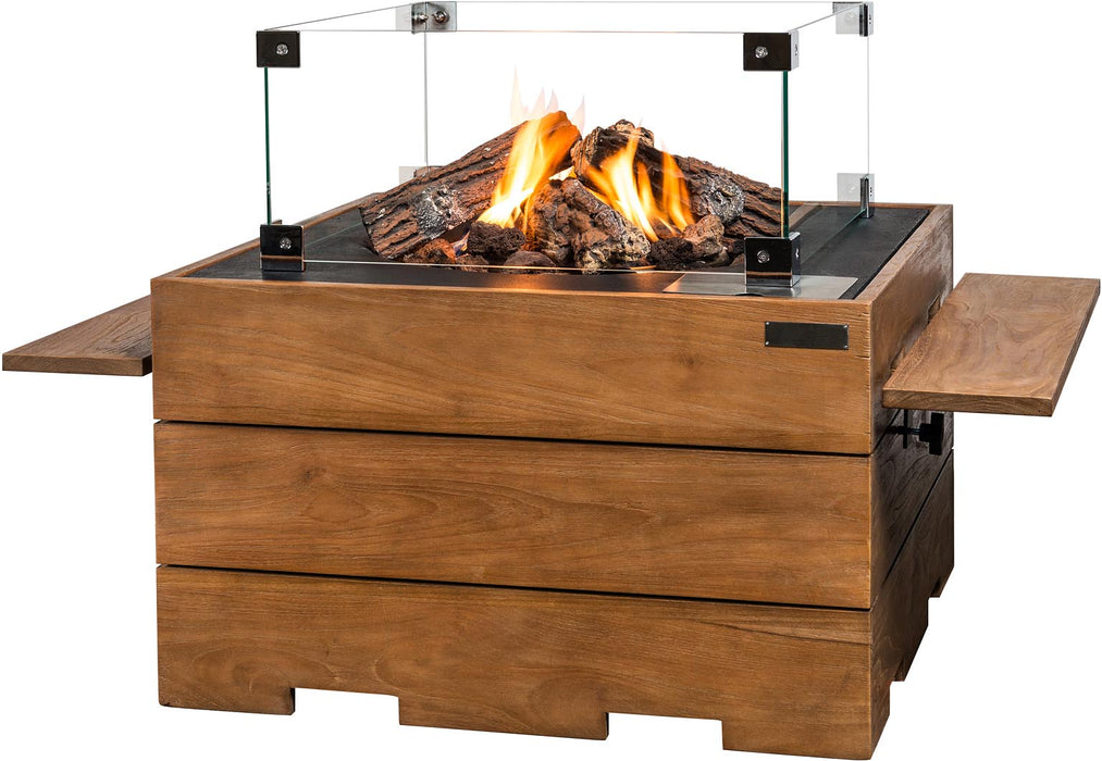 Piazza Teak - gas-powered garden fireplace